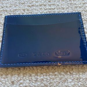Tiffany & Co navy blue patent leather card holder